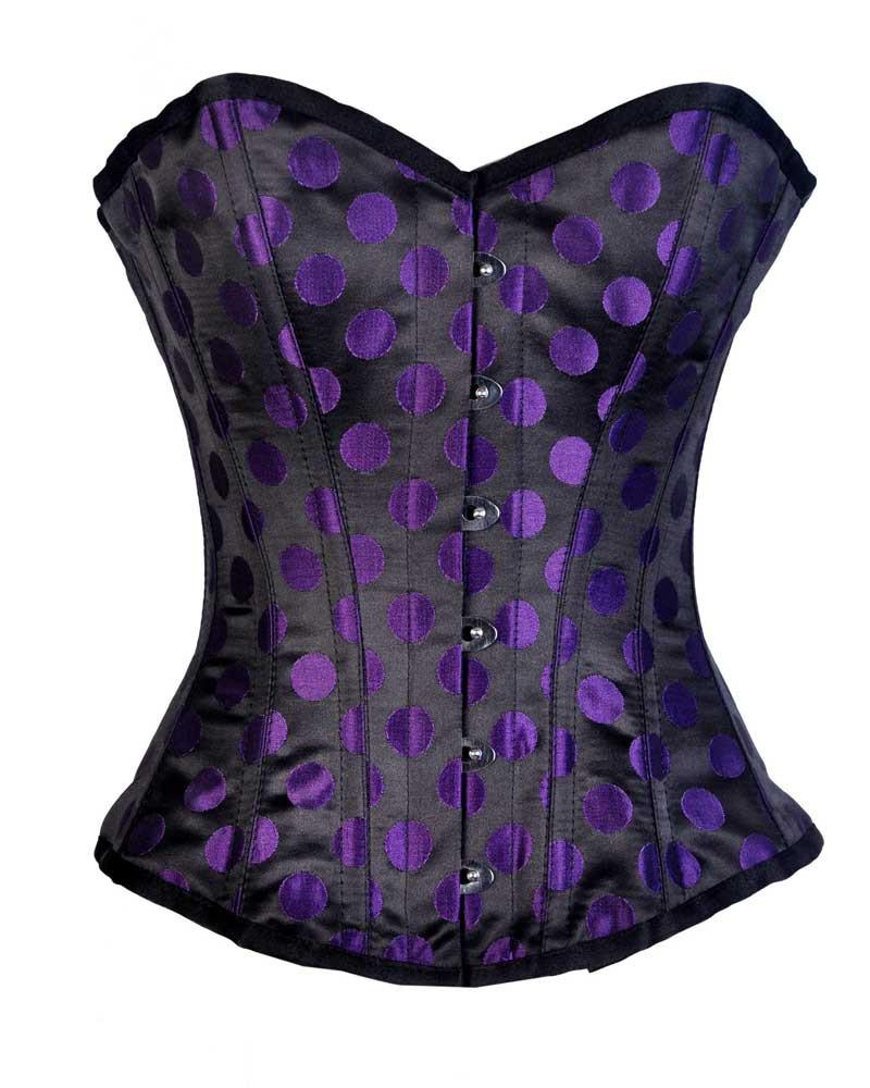 Harleen Overbust Corset- Purple Polka Dot On Black Satin Authentic Overbust  Corset Dress – Corsets Queen EU