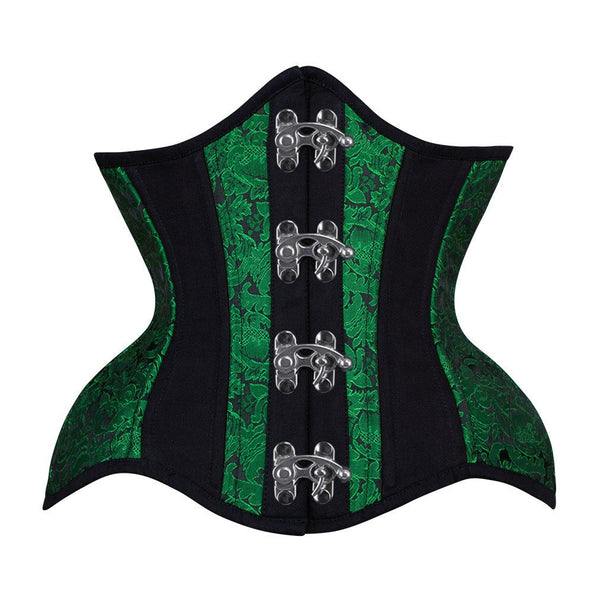 Tierney Emerald Green Satin/Taffeta Embroidered Overbust Corset